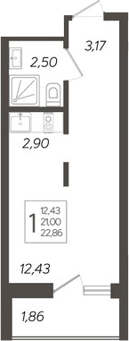Планировка — Кислород, Студия, 21 м²