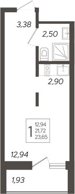 Планировка — Кислород, Студия, 22 м²