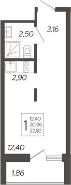Планировка — Кислород, Студия, 21 м²