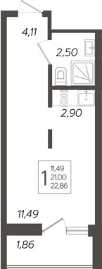 Планировка — Кислород, Студия, 21 м²