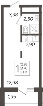 Планировка — Кислород, Студия, 22 м²