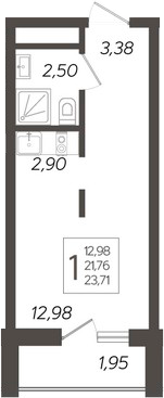 Планировка — Кислород, Студия, 22 м²