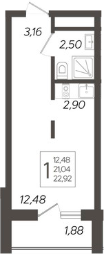 Планировка — Кислород, Студия, 21 м²