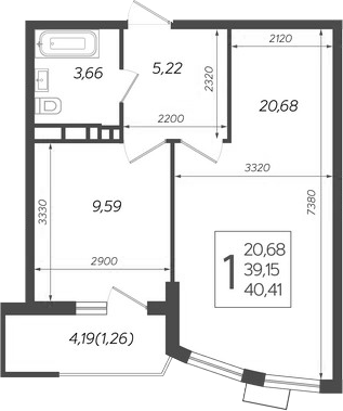 Планировка — Режиссер, 1-комн., 39 м²