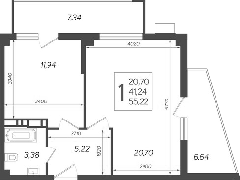 Планировка — Режиссер, 1-комн., 41 м²