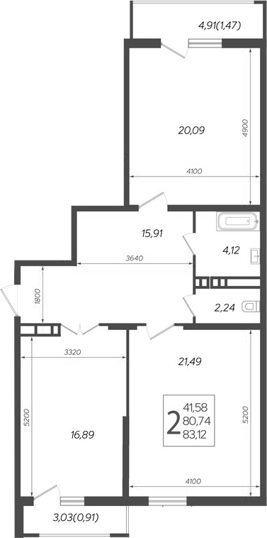 Планировка — Режиссер, 3-комн., 81 м²