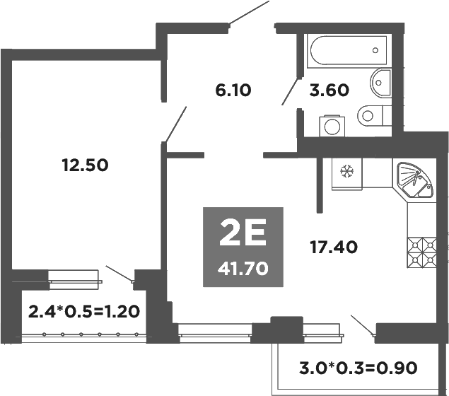 Планировка — NEO-квартал Красная площадь, 2-комн., 40 м²