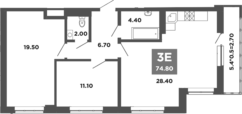 Планировка — NEO-квартал Красная площадь, 3-комн., 72 м²