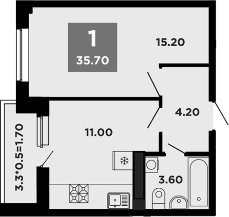Планировка — NEO-квартал Красная площадь, 1-комн., 34 м²