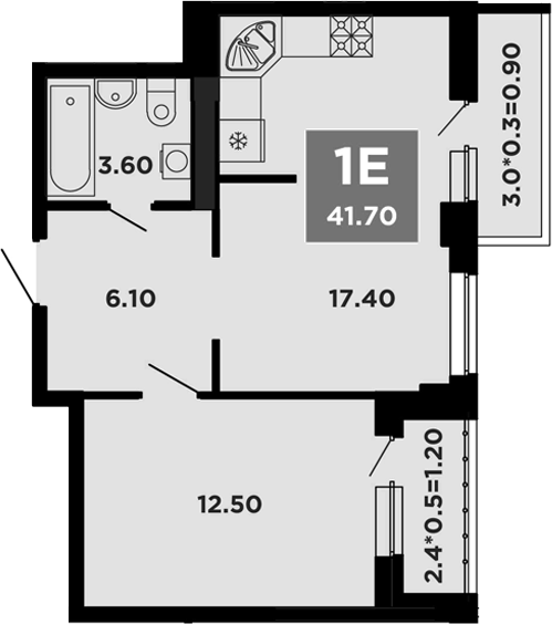 Планировка — NEO-квартал Красная площадь, 2-комн., 40 м²