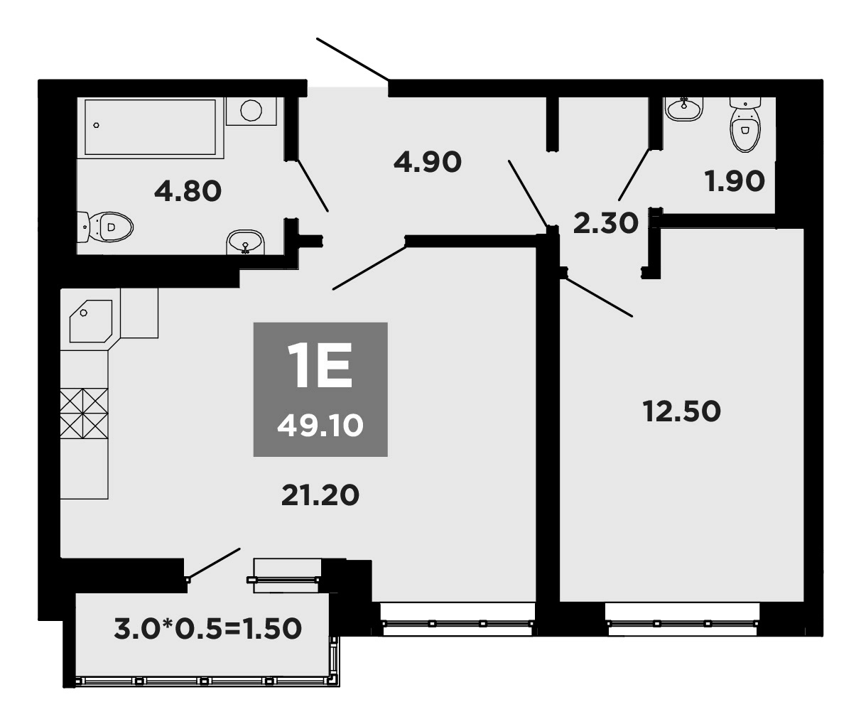 Планировка — NEO-квартал Красная площадь, 2-комн., 48 м²