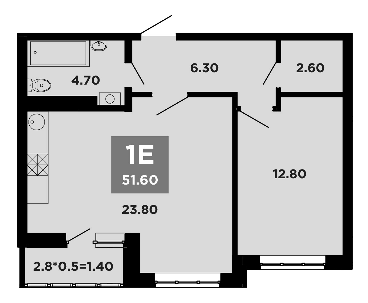 Планировка — NEO-квартал Красная площадь, 2-комн., 50 м²