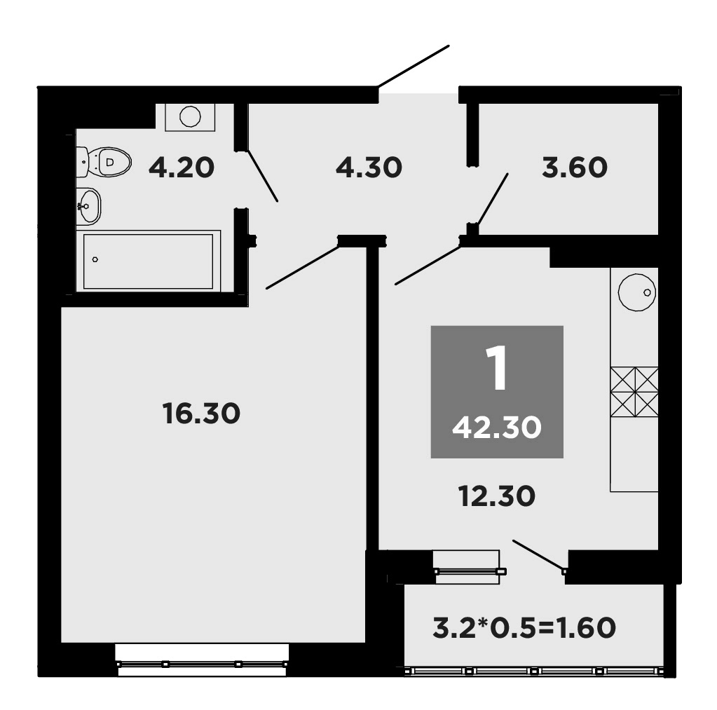 Планировка — NEO-квартал Красная площадь, 1-комн., 41 м²