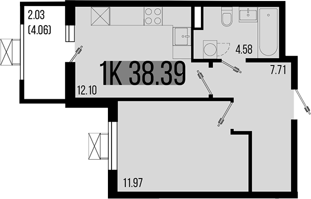 Планировка — Цветной бульвар, 1-комн., 36 м²