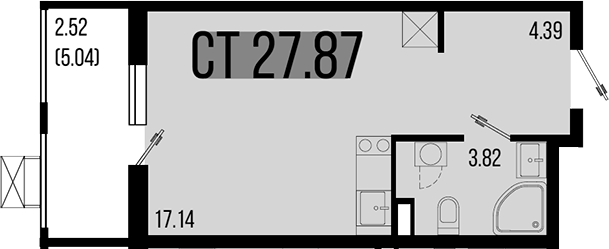Планировка — Цветной бульвар, Студия, 25 м²