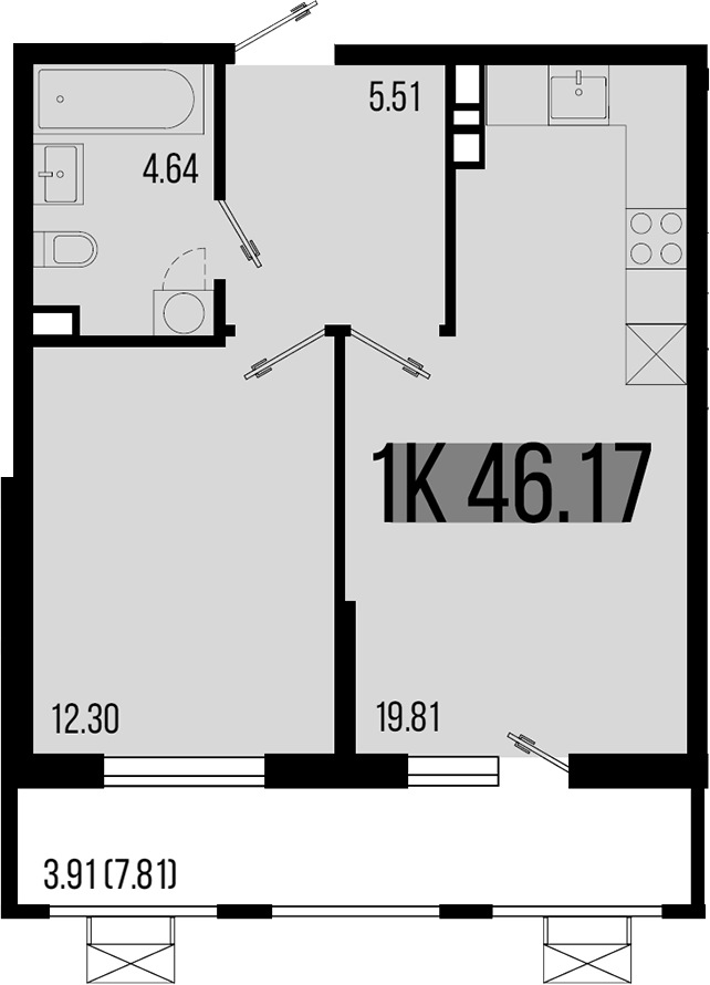Планировка — Цветной бульвар, 1-комн., 42 м²