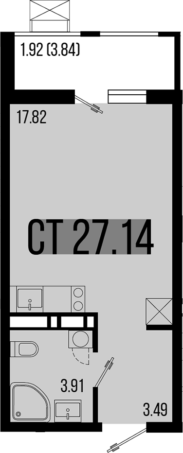 Планировка — Цветной бульвар, Студия, 25 м²