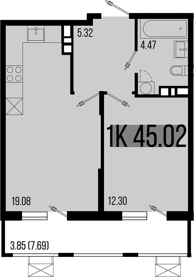 Планировка — Цветной бульвар, 1-комн., 41 м²