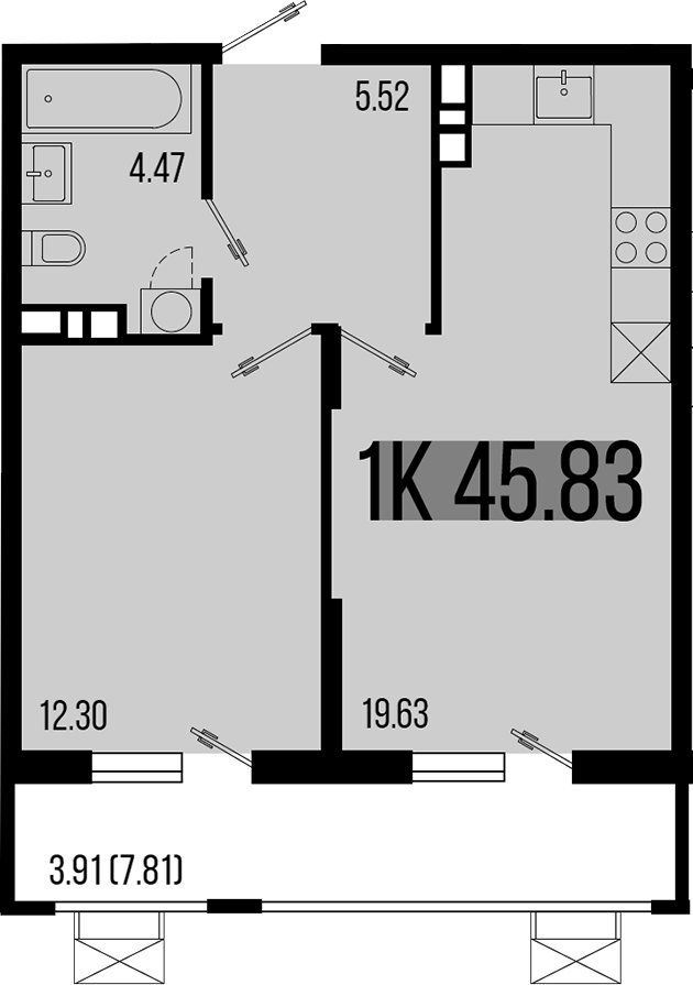 Планировка — Цветной бульвар, 1-комн., 42 м²