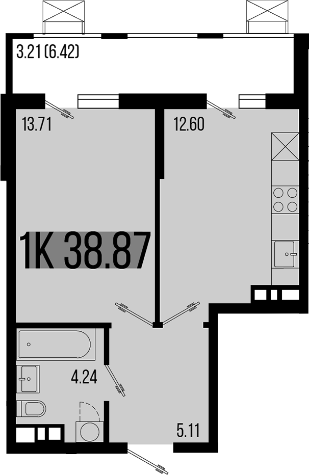 Планировка — Цветной бульвар, 1-комн., 36 м²