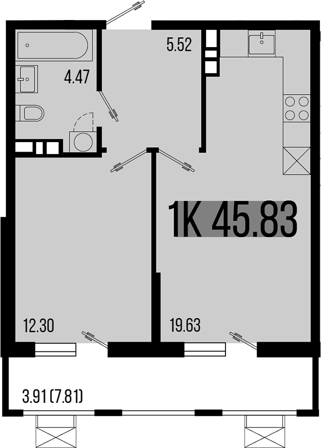 Планировка — Цветной бульвар, 1-комн., 42 м²