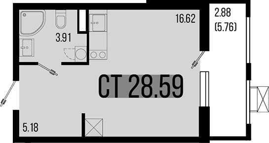 Планировка — Цветной бульвар, Студия, 26 м²