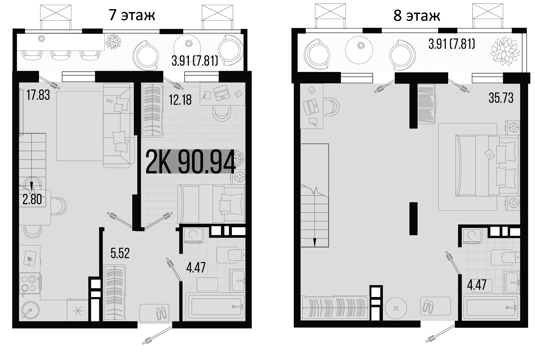 Планировка — Цветной бульвар, 2-комн., 83 м²