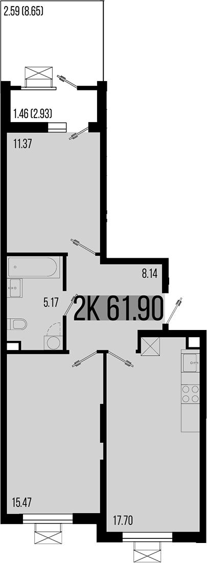 Планировка — Цветной бульвар, 3-комн., 58 м²