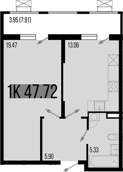 Планировка — Цветной бульвар, 1-комн., 44 м²