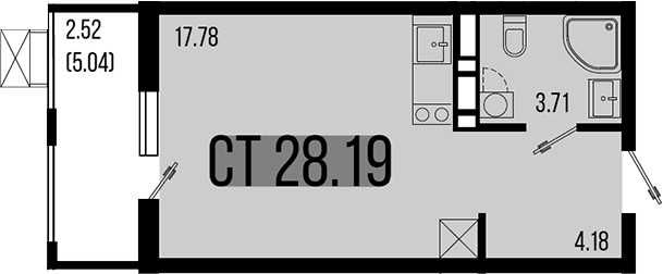 Планировка — Цветной бульвар, Студия, 26 м²