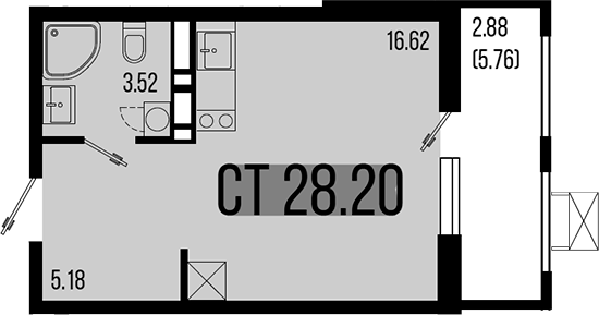 Планировка — Цветной бульвар, Студия, 25 м²