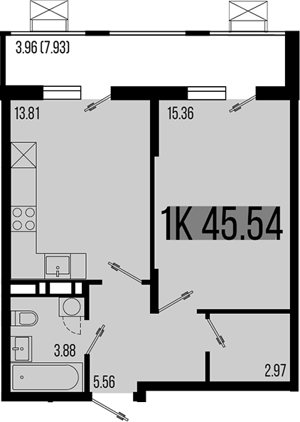 Планировка — Цветной бульвар, 1-комн., 42 м²