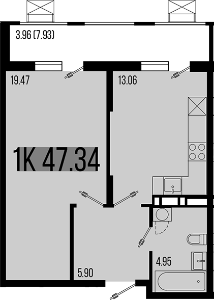 Планировка — Цветной бульвар, 1-комн., 43 м²