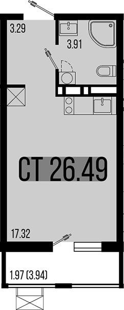 Планировка — Цветной бульвар, Студия, 25 м²