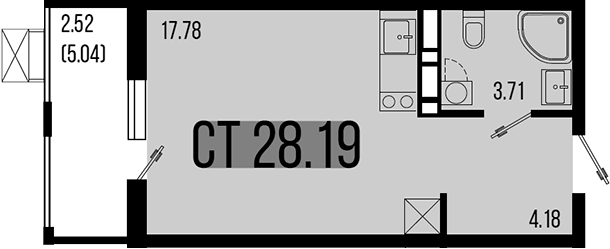 Планировка — Цветной бульвар, Студия, 26 м²