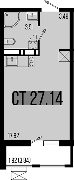 Планировка — Цветной бульвар, Студия, 25 м²