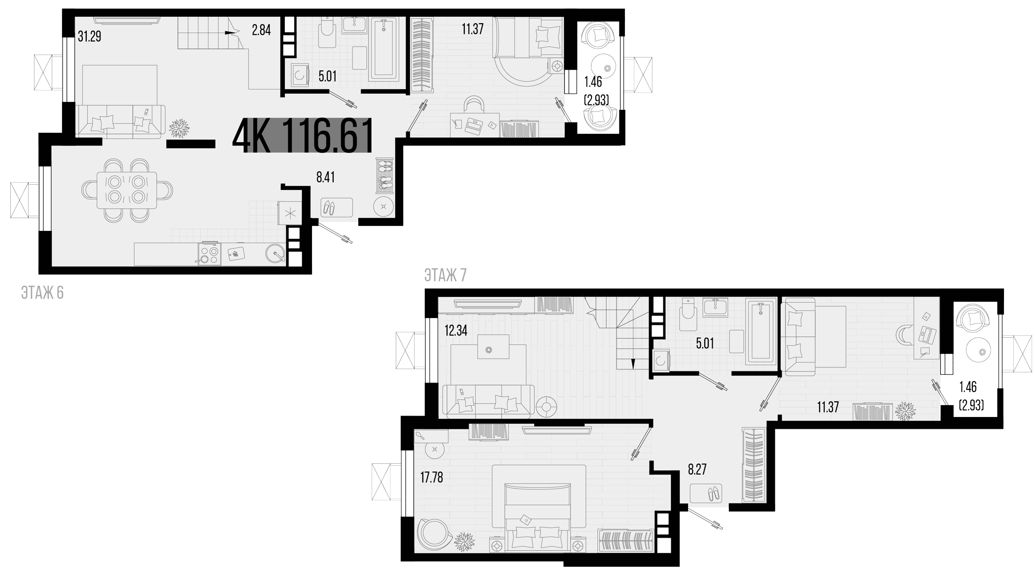 Планировка — Цветной бульвар, 5-комн., 114 м²