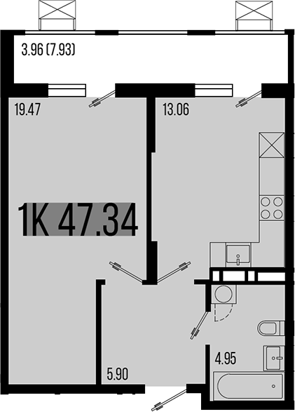 Планировка — Цветной бульвар, 1-комн., 43 м²