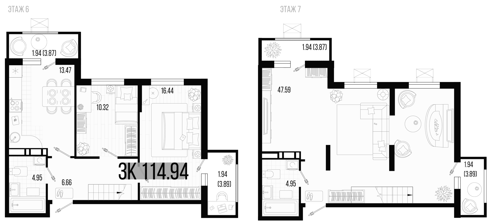 Планировка — Цветной бульвар, 3-комн., 107 м²