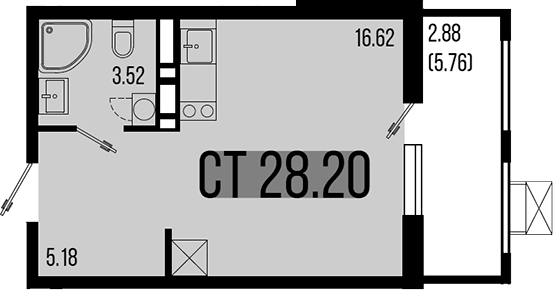 Планировка — Цветной бульвар, Студия, 25 м²