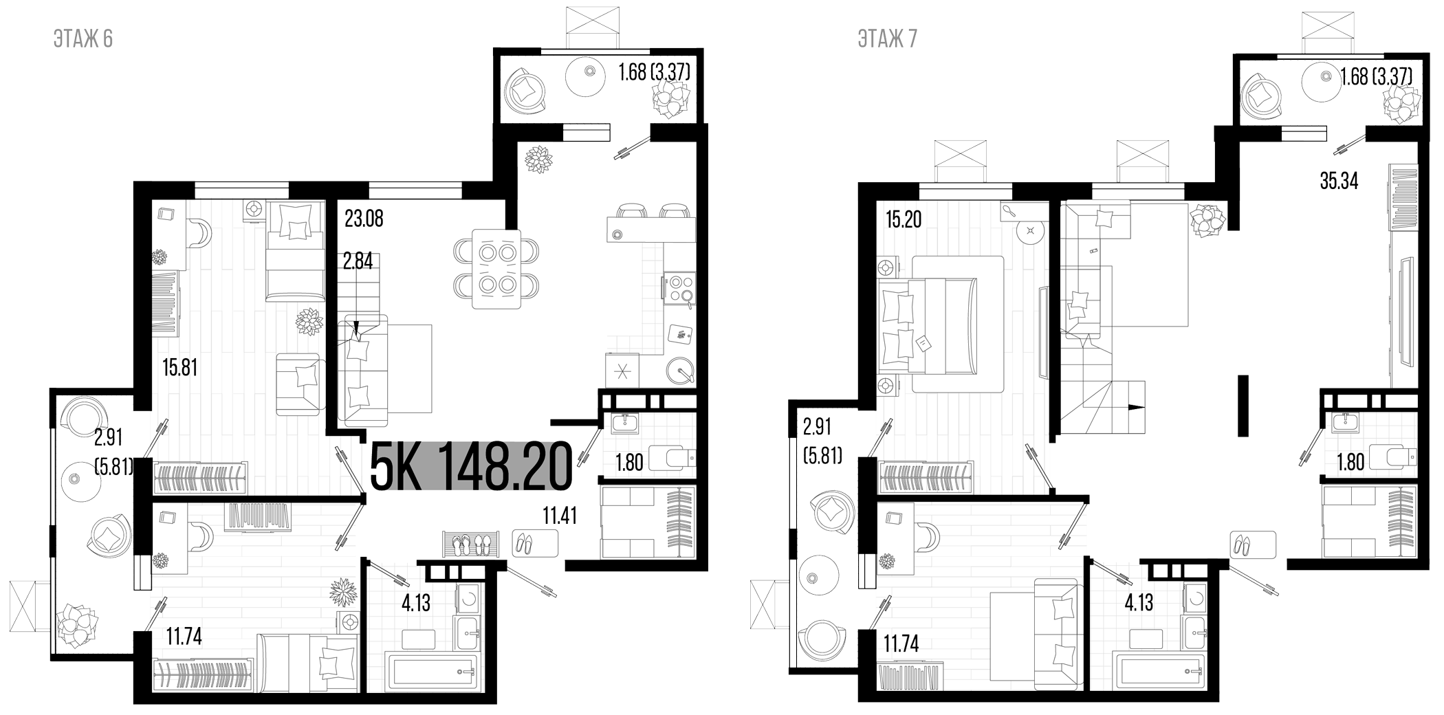 Планировка — Цветной бульвар, 5-комн., 139 м²