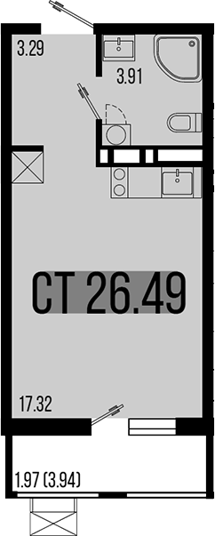 Планировка — Цветной бульвар, Студия, 25 м²
