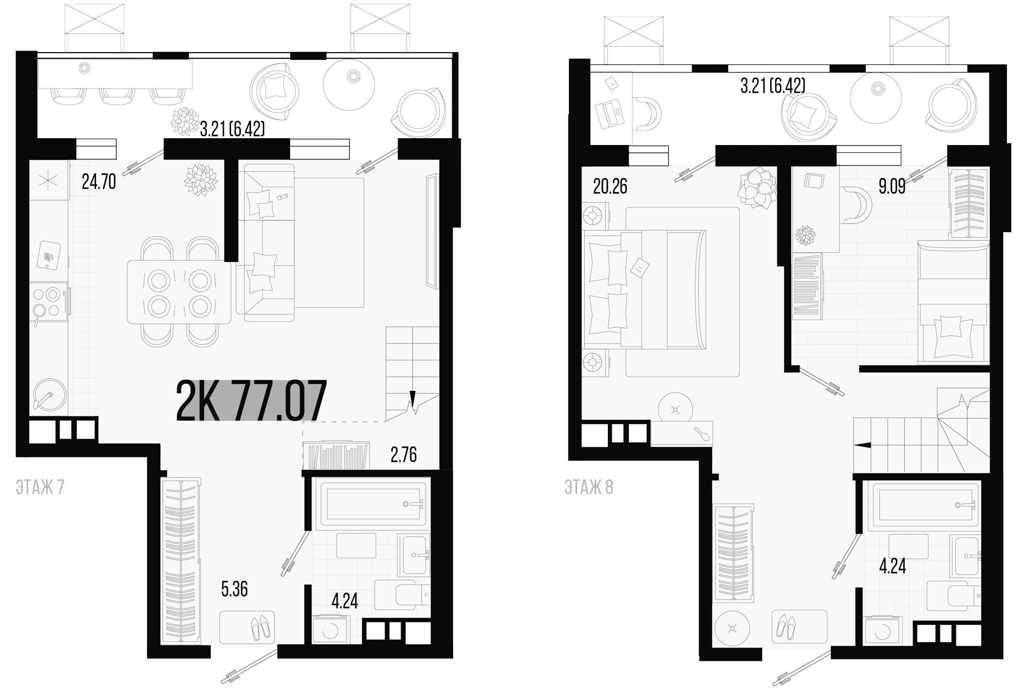 Планировка — Цветной бульвар, 3-комн., 71 м²