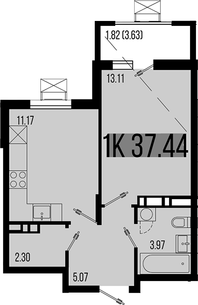 Планировка — Цветной бульвар, 1-комн., 36 м²