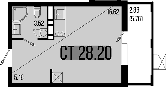 Планировка — Цветной бульвар, Студия, 25 м²