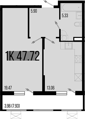 Планировка — Цветной бульвар, 1-комн., 44 м²