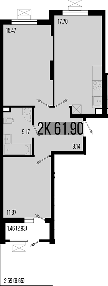 Планировка — Цветной бульвар, 3-комн., 58 м²
