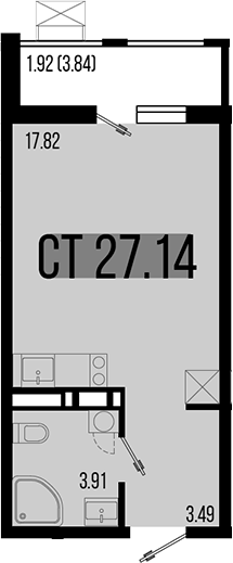 Планировка — Цветной бульвар, Студия, 25 м²