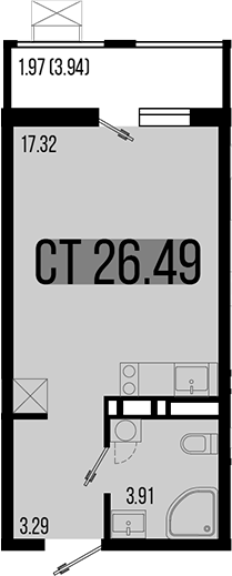 Планировка — Цветной бульвар, Студия, 25 м²