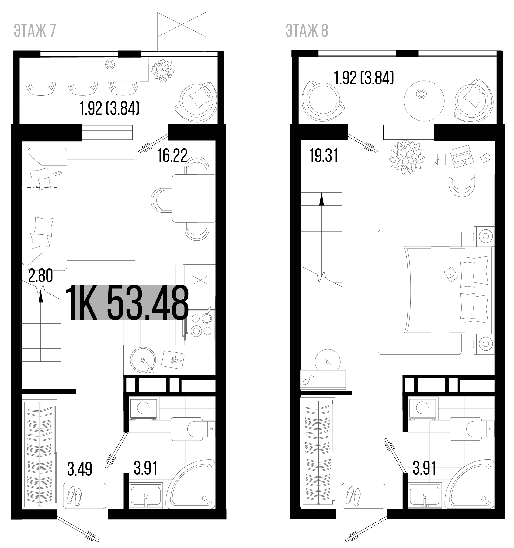 Планировка — Цветной бульвар, 2-комн., 50 м²